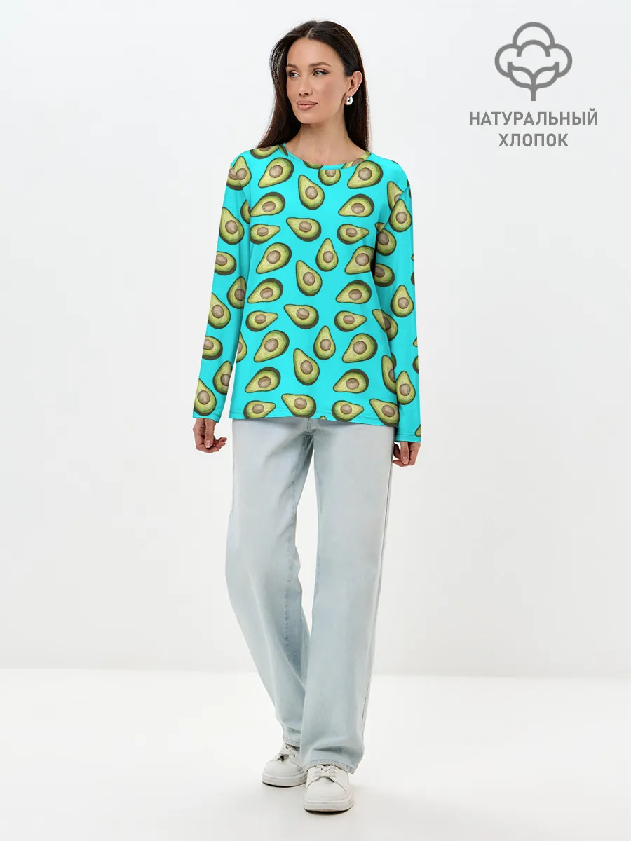 Лонгслив женский. Хлопок / Авокадо