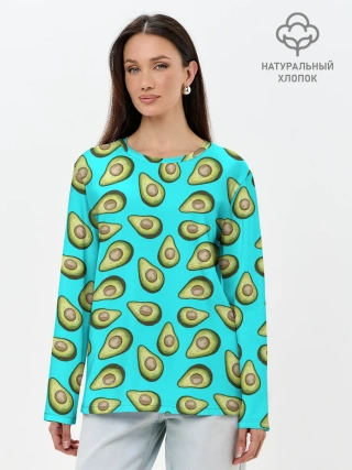 Лонгслив женский. Хлопок / Авокадо