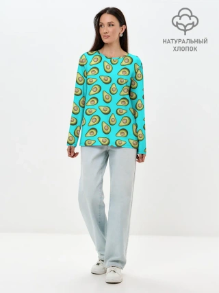 Лонгслив женский. Хлопок / Авокадо