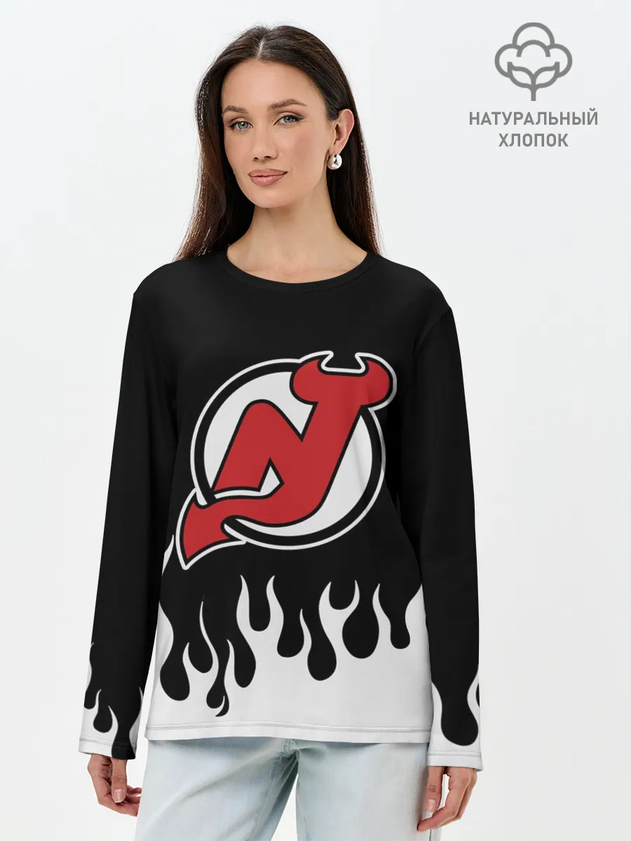 Лонгслив женский. Хлопок / Нью-Джерси Девилз