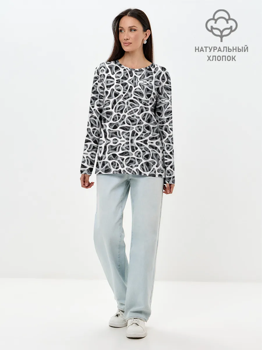 Лонгслив женский. Хлопок / Абстракция