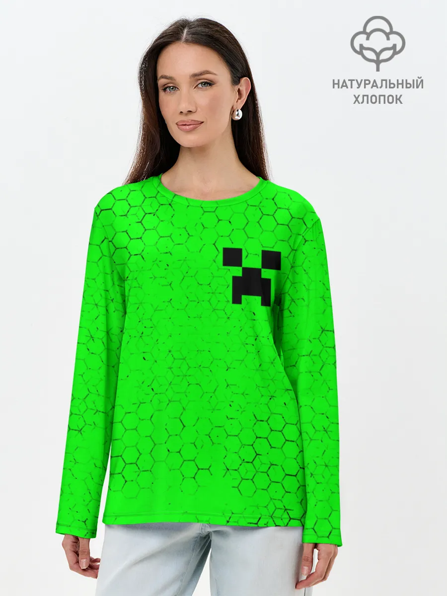 Лонгслив женский. Хлопок / MINECRAFT / МАЙНКРАФТ