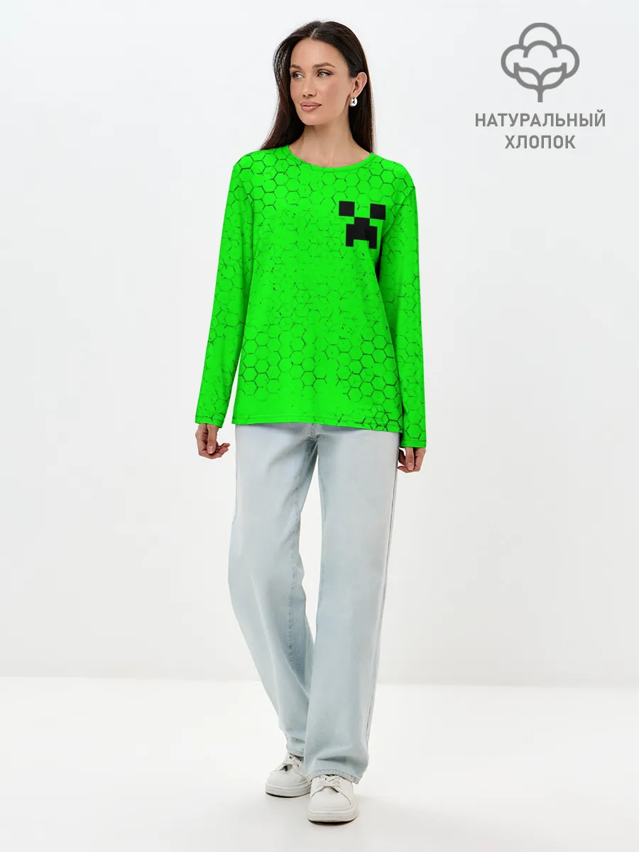 Лонгслив женский. Хлопок / MINECRAFT / МАЙНКРАФТ