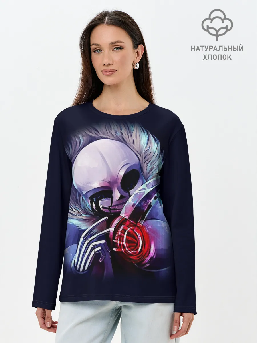 Лонгслив женский. Хлопок / UNDERTALE SANS