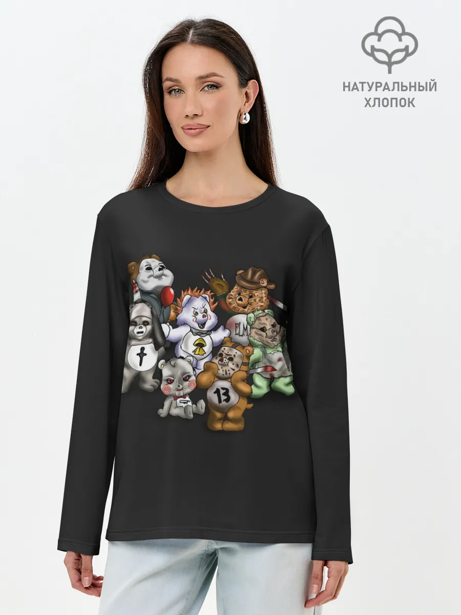 Лонгслив женский. Хлопок / Страшные Мишки