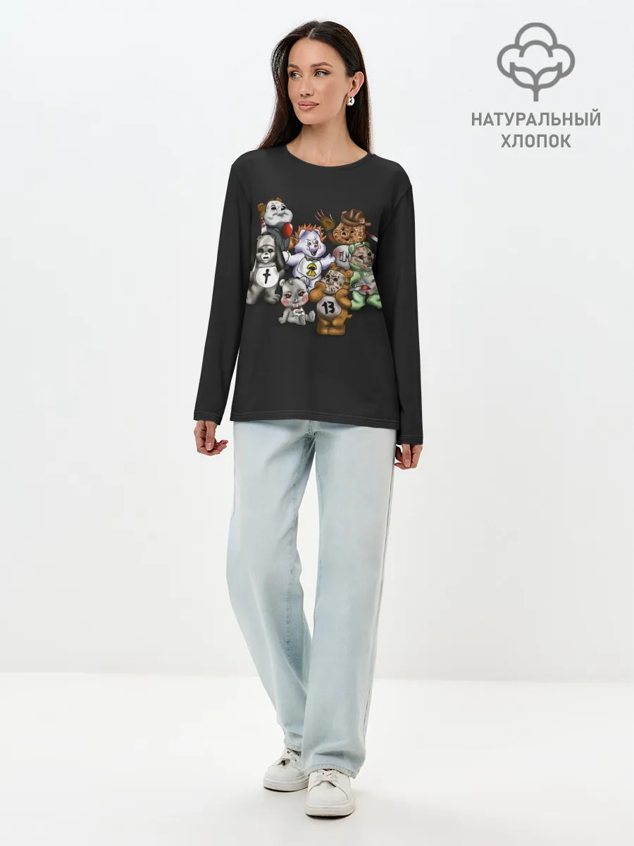 Лонгслив женский. Хлопок / Страшные Мишки