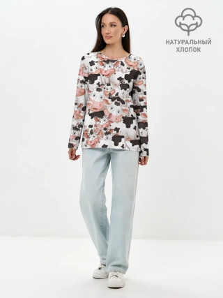 Лонгслив женский. Хлопок / Коровы