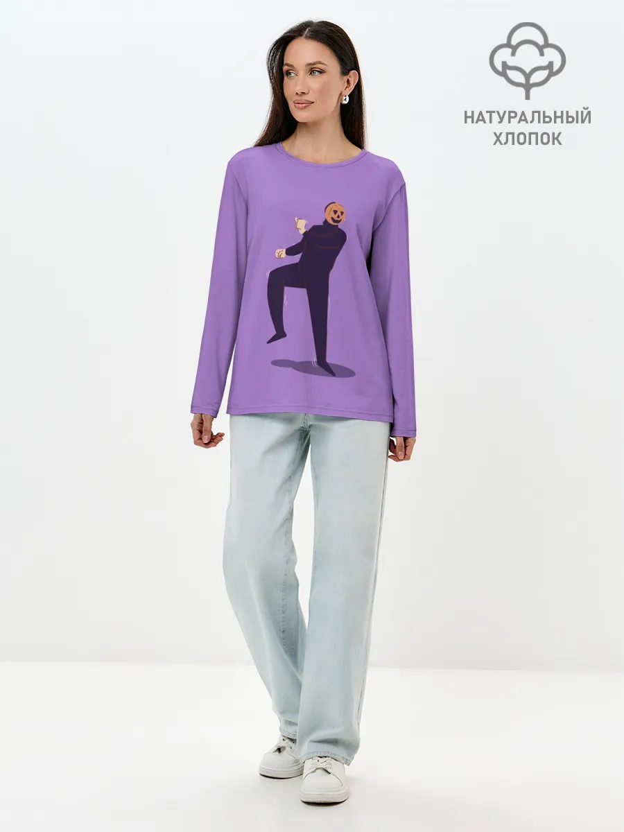 Лонгслив женский. Хлопок / Halloween | The Pumpkin Dancer