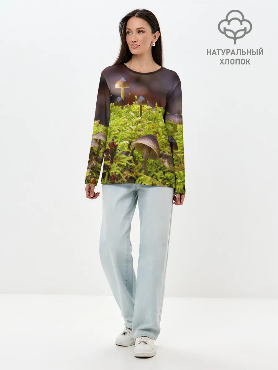 Лонгслив женский. Хлопок / Мох