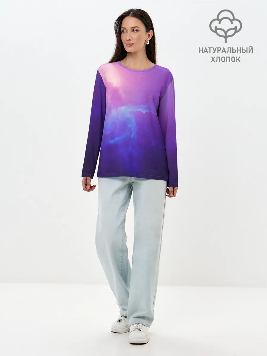 Лонгслив женский. Хлопок / Туманность