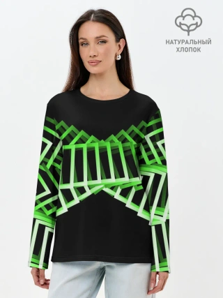 Лонгслив женский. Хлопок / Неоновые квадраты