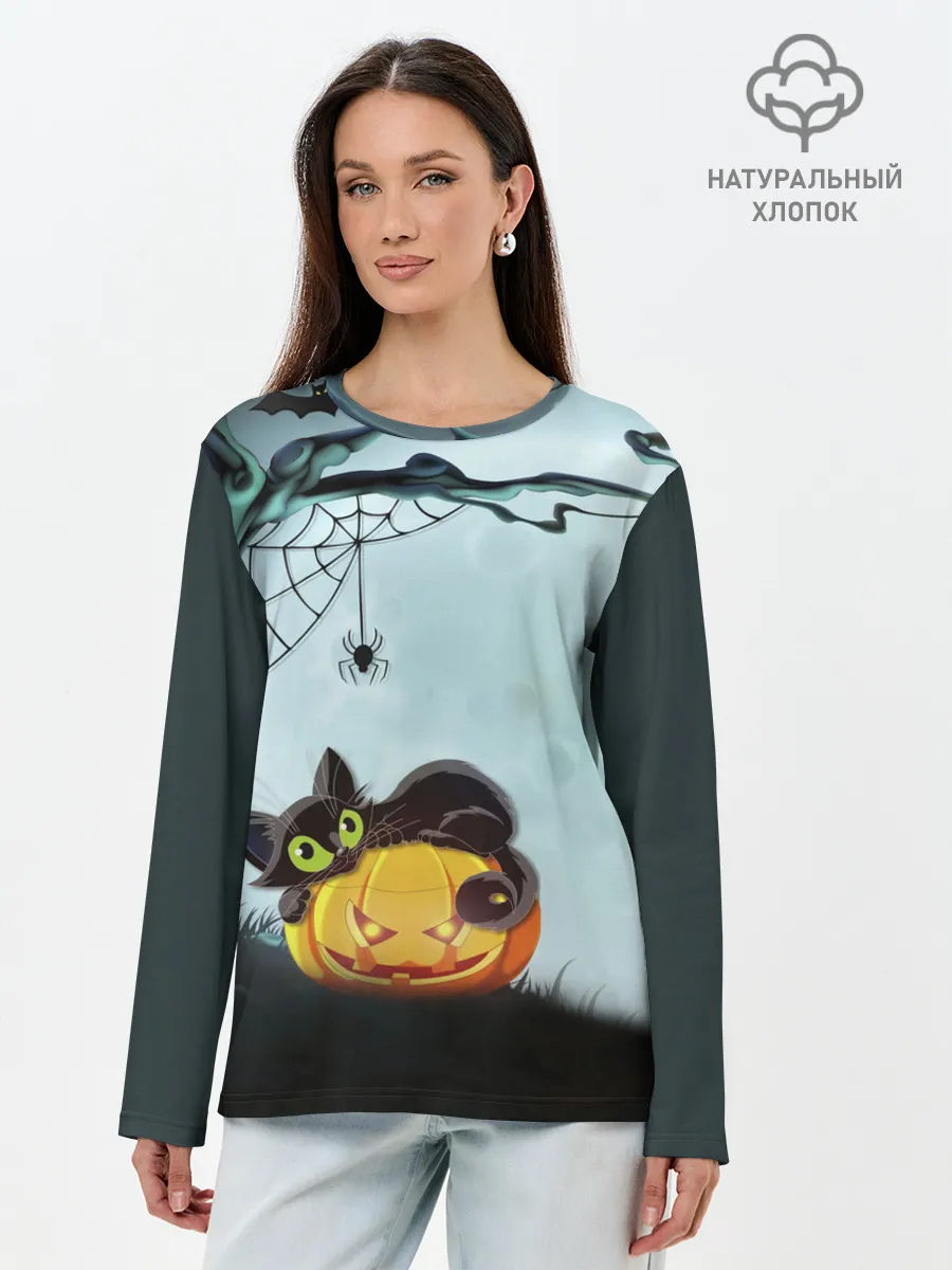 Лонгслив женский. Хлопок / HALLOWEEN.