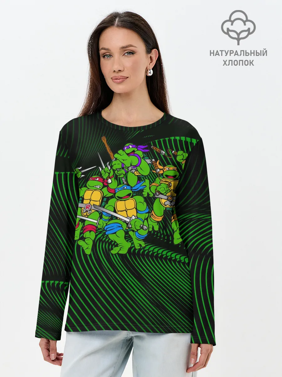 Лонгслив женский. Хлопок / Супер Ниндзя Черепашки