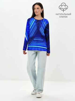 Лонгслив женский. Хлопок / Неоновый тоннель