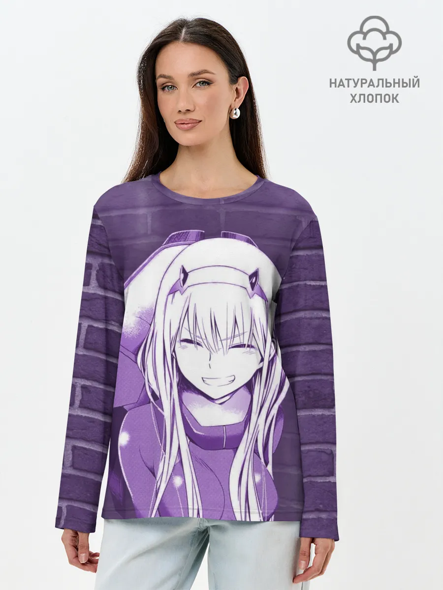 Лонгслив женский. Хлопок / Zero Two brickwall