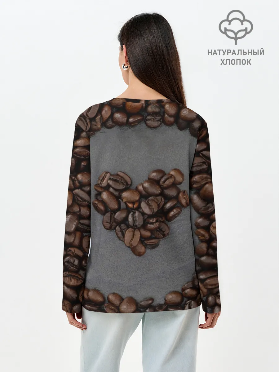 Лонгслив женский. Хлопок / Люблю кофе