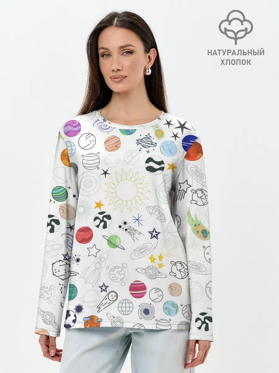 Лонгслив женский. Хлопок / космос