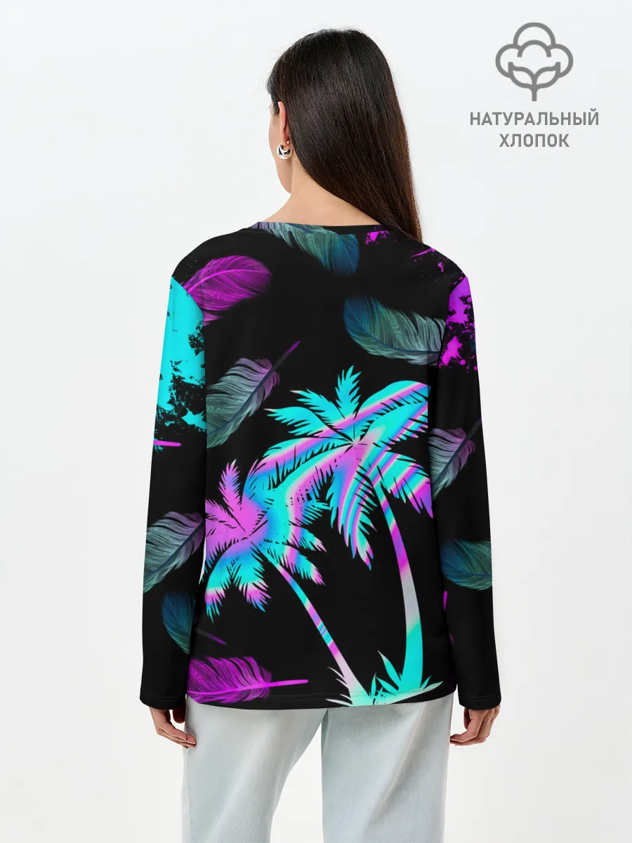 Лонгслив женский. Хлопок / Неоновое лето