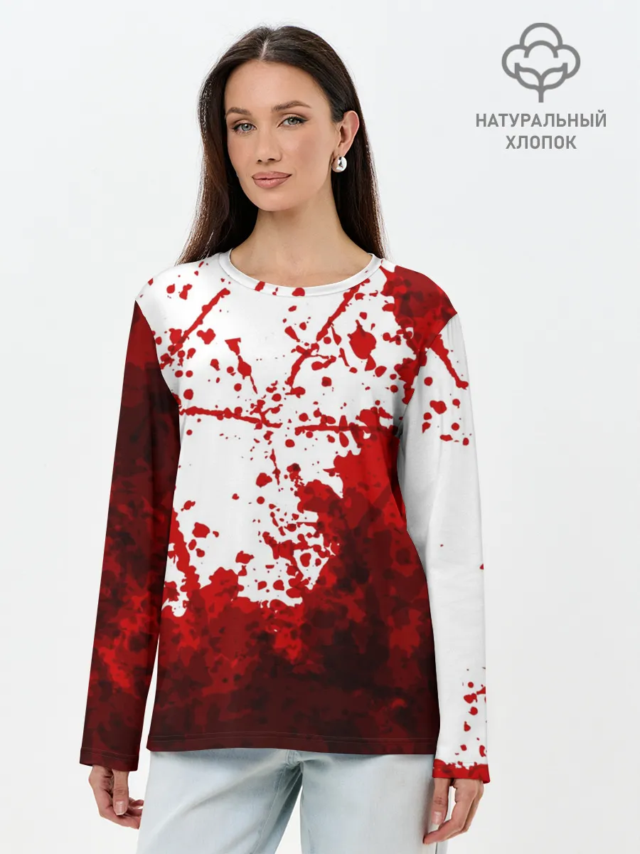 Лонгслив женский. Хлопок / HALLOWEEN BLOOD