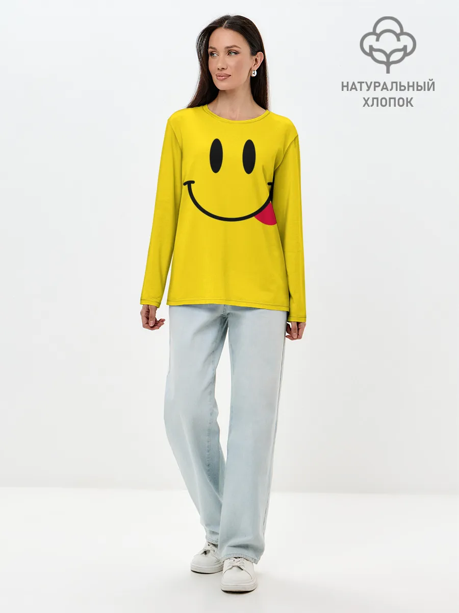 Лонгслив женский. Хлопок / Смайлик