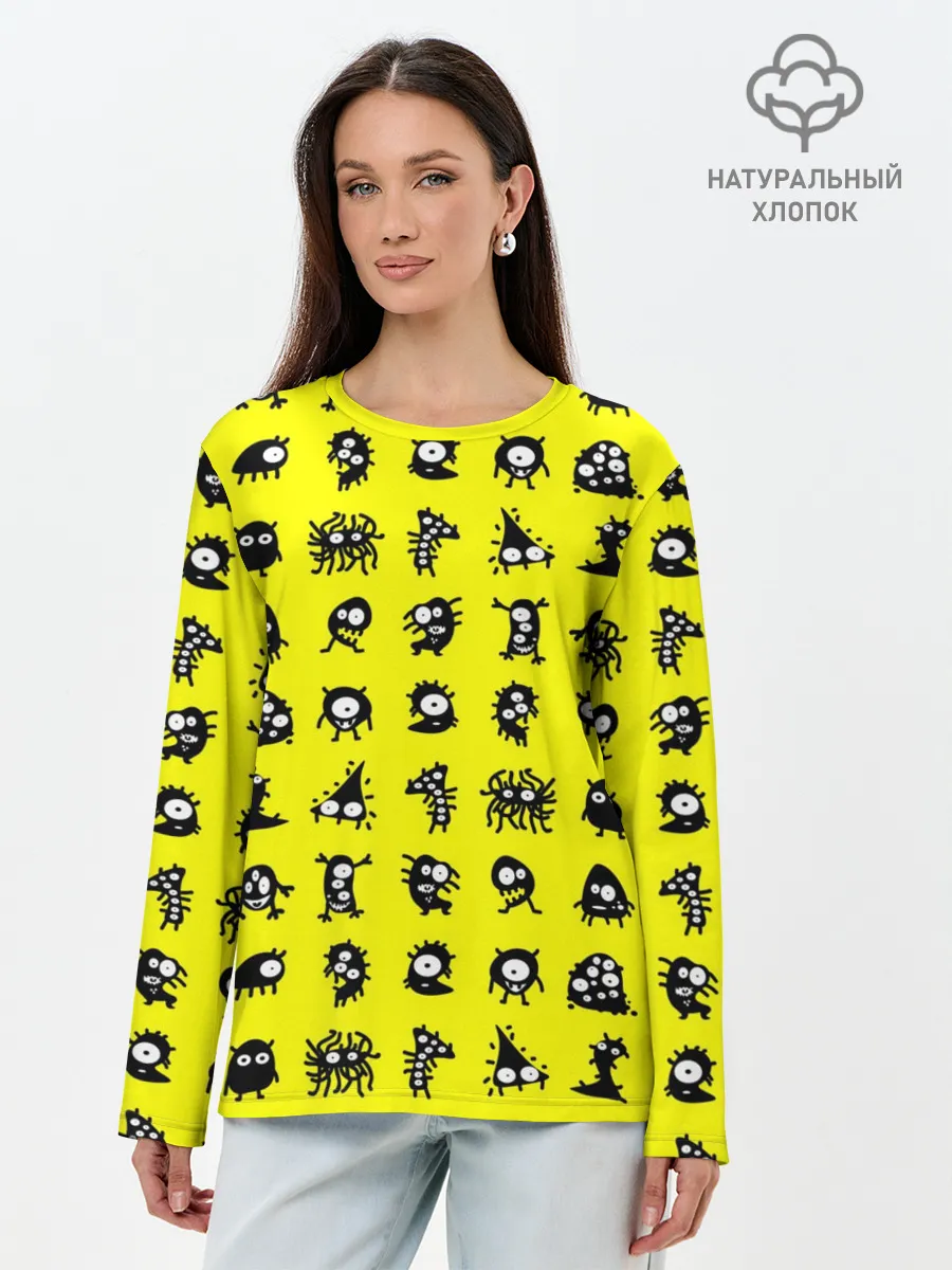 Лонгслив женский. Хлопок / монстры