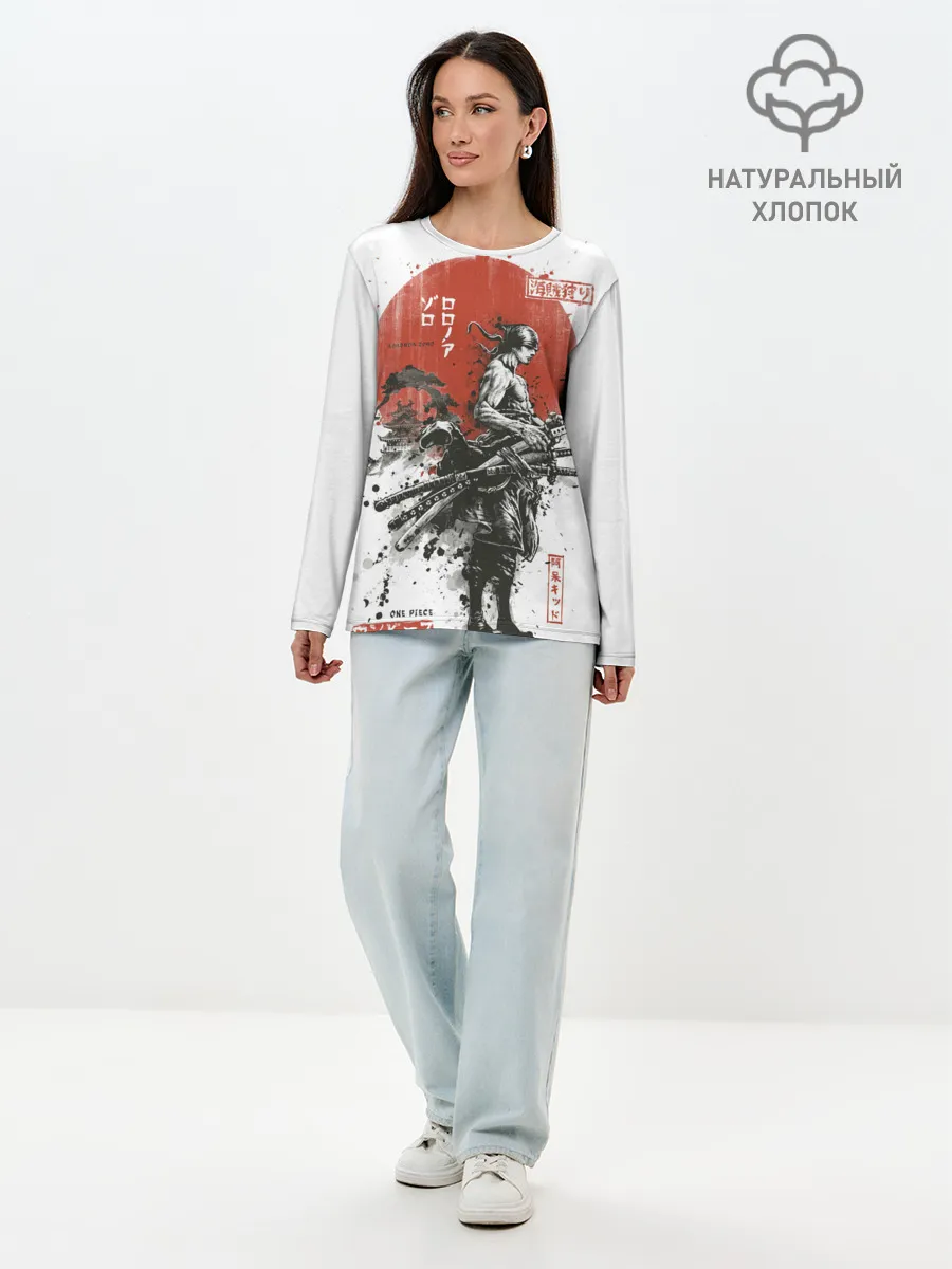 Лонгслив женский. Хлопок / ONE PIECE ZORO Roronoa SAMURAI