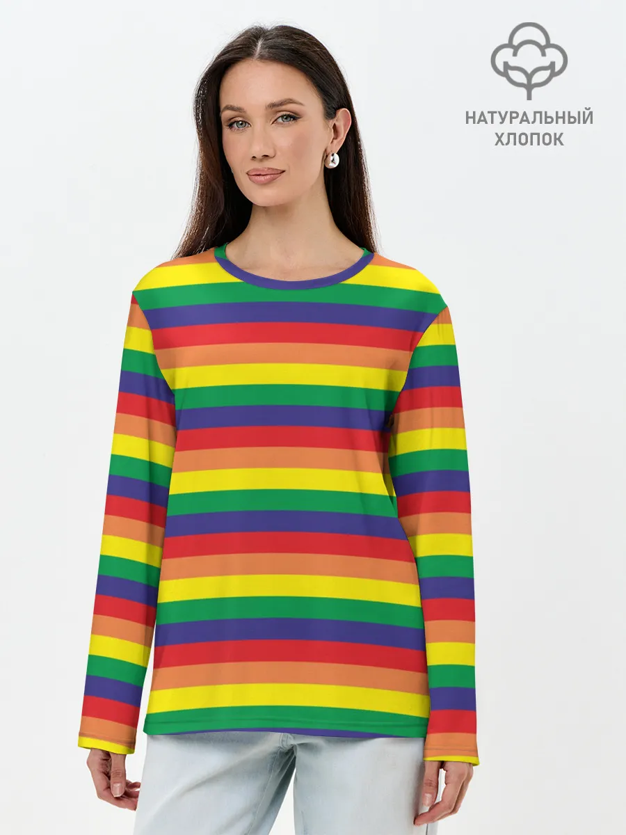 Лонгслив женский. Хлопок / Радуга