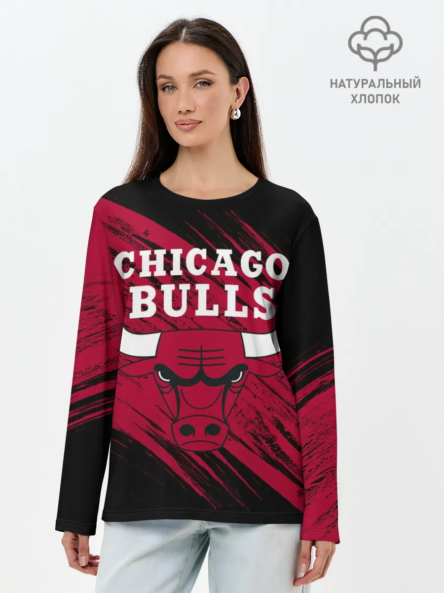 Лонгслив женский. Хлопок / Чикаго Буллз