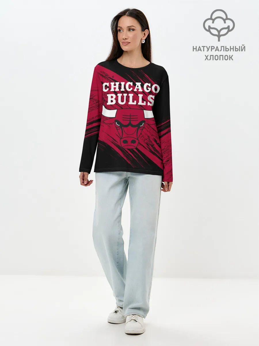 Лонгслив женский. Хлопок / Чикаго Буллз