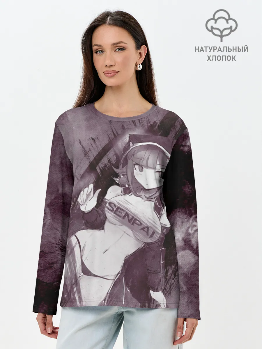 Лонгслив женский. Хлопок / Danganronpa акварель