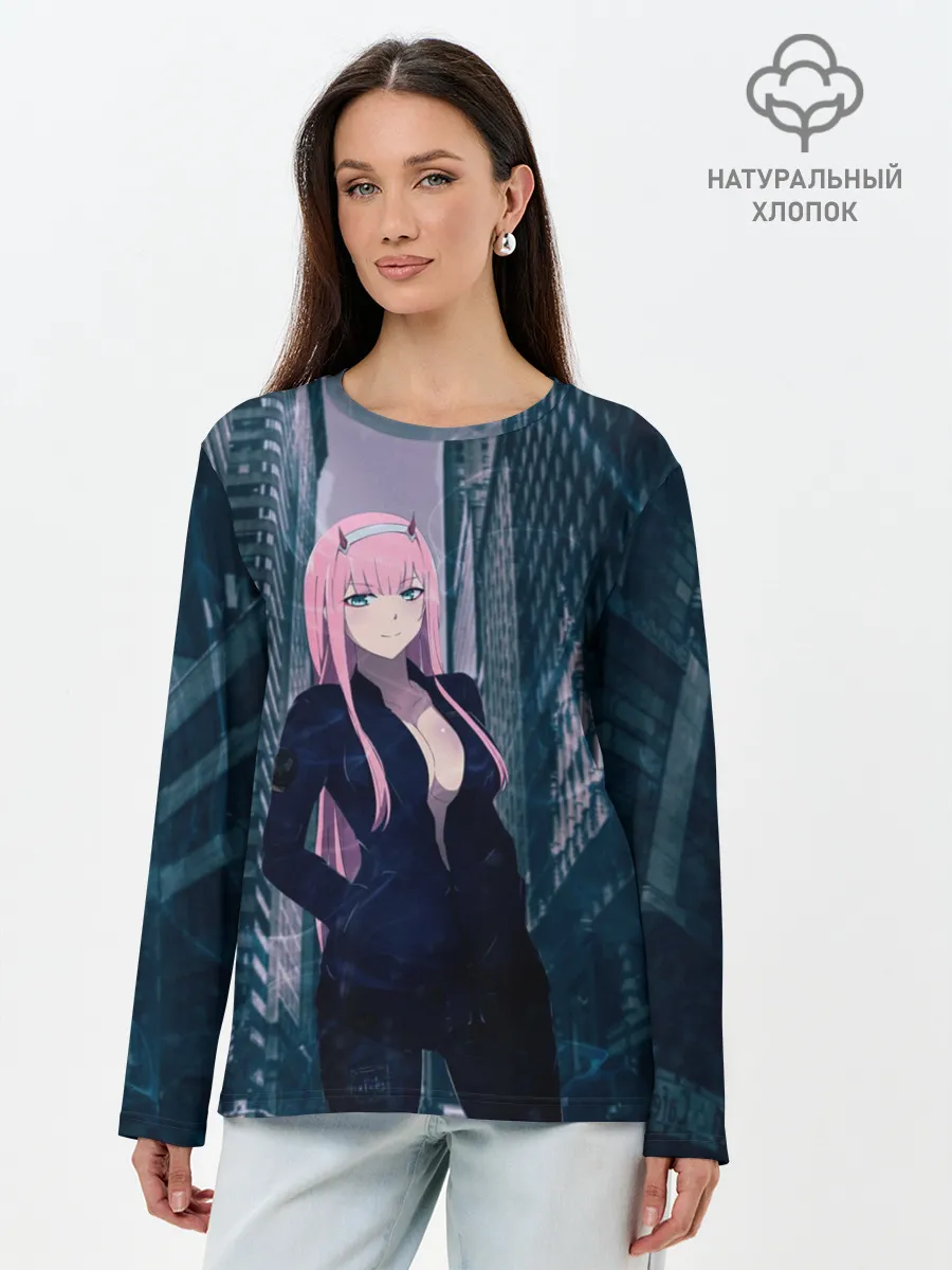 Лонгслив женский. Хлопок / Zero Two в большом городе