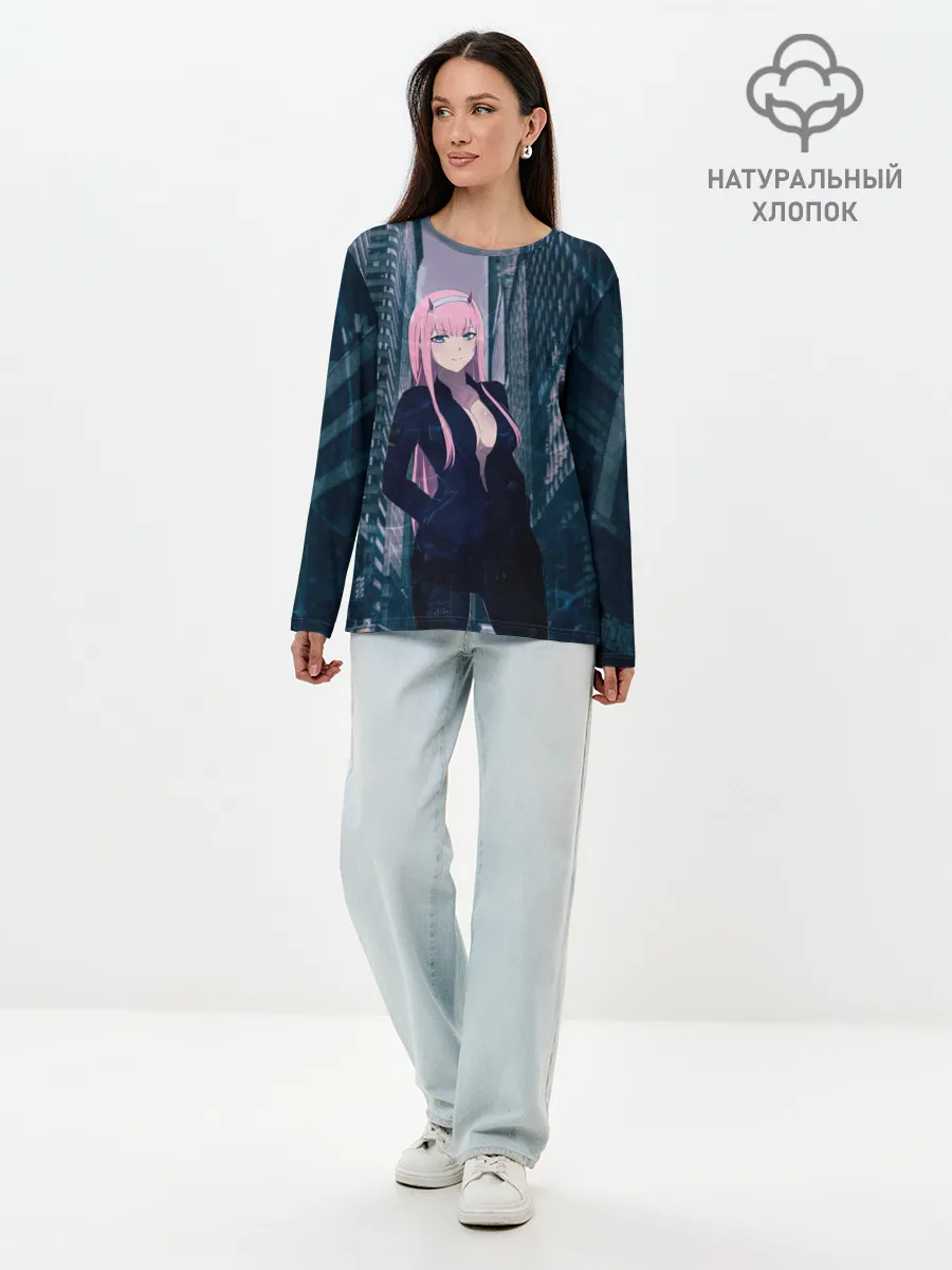 Лонгслив женский. Хлопок / Zero Two в большом городе