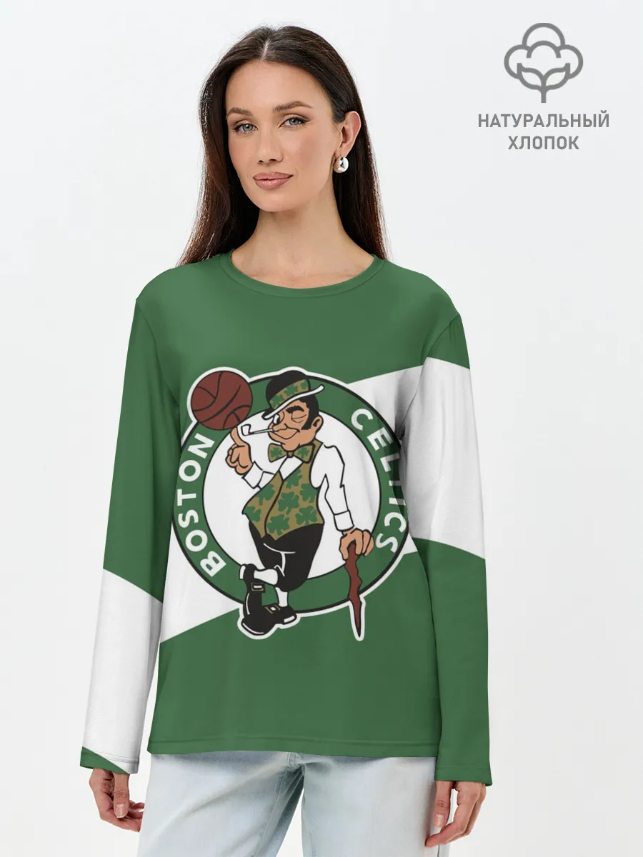 Лонгслив женский. Хлопок / Бостон Селтикс