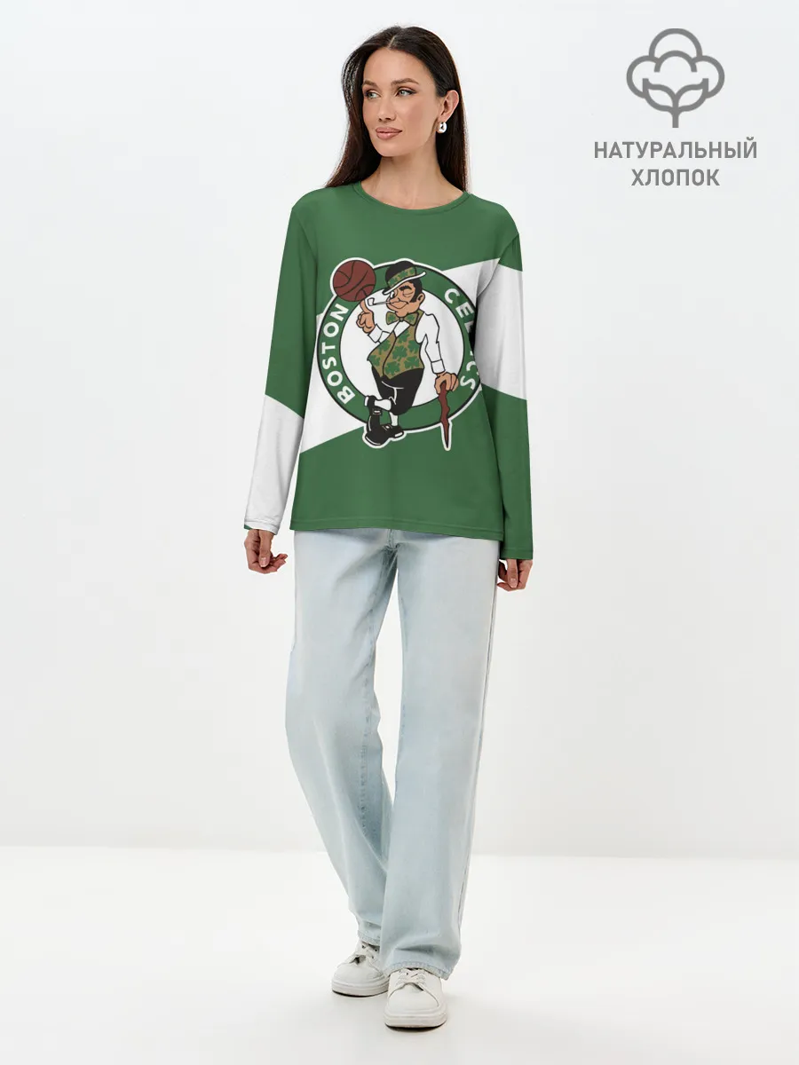Лонгслив женский. Хлопок / Бостон Селтикс