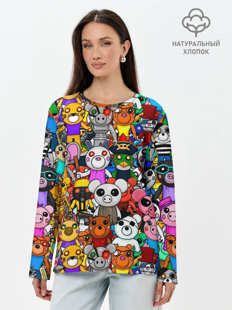 Лонгслив женский. Хлопок / ROBLOX PIGGY