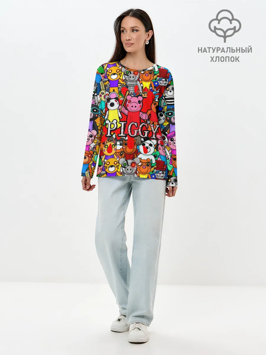 Лонгслив женский. Хлопок / ROBLOX PIGGY