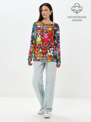 Лонгслив женский. Хлопок / ROBLOX PIGGY