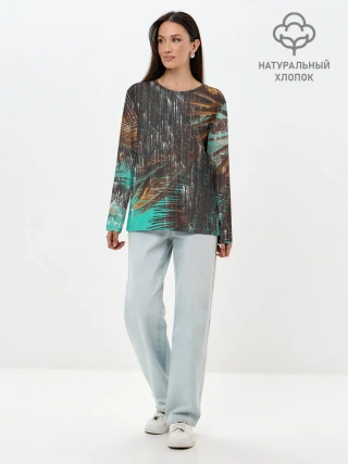 Лонгслив женский. Хлопок / Palm glitch art