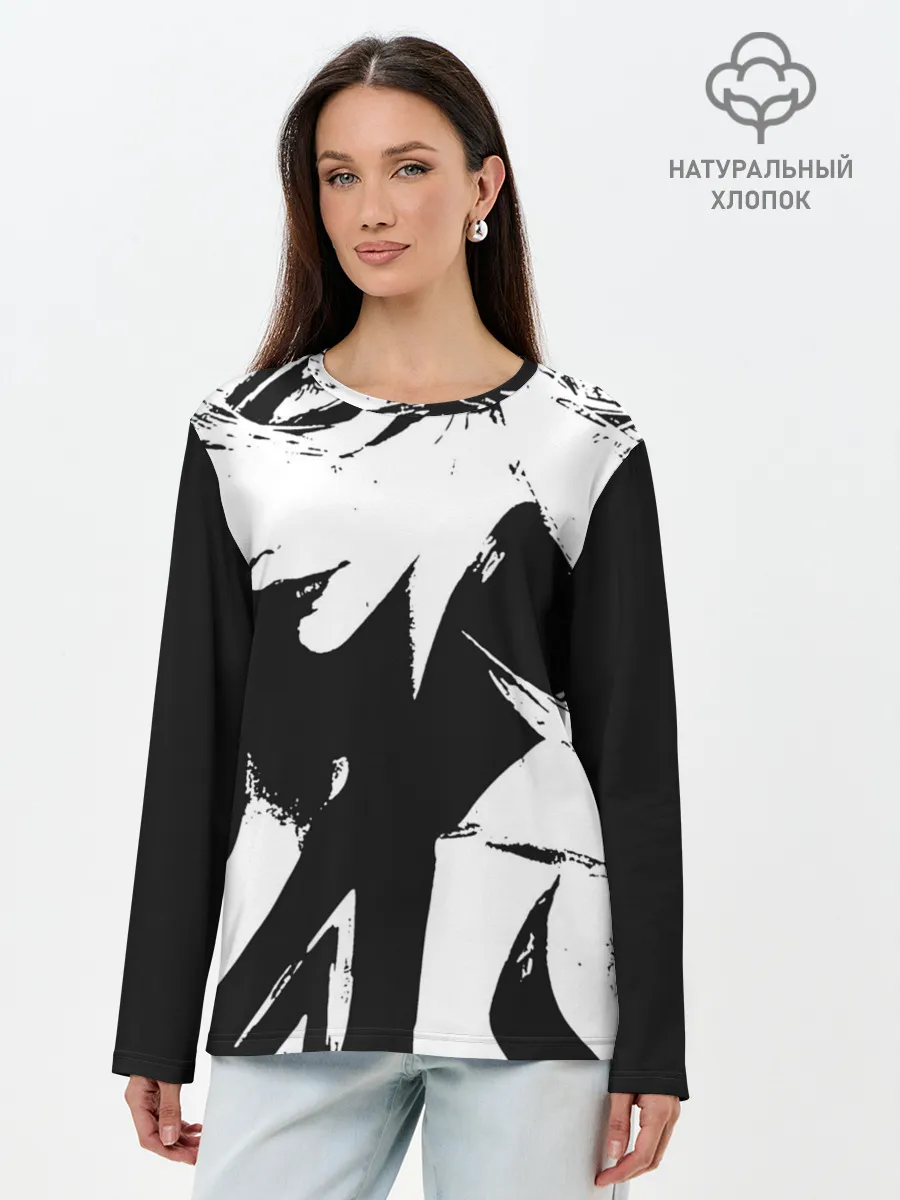 Лонгслив женский. Хлопок / Темная космическая Люкс