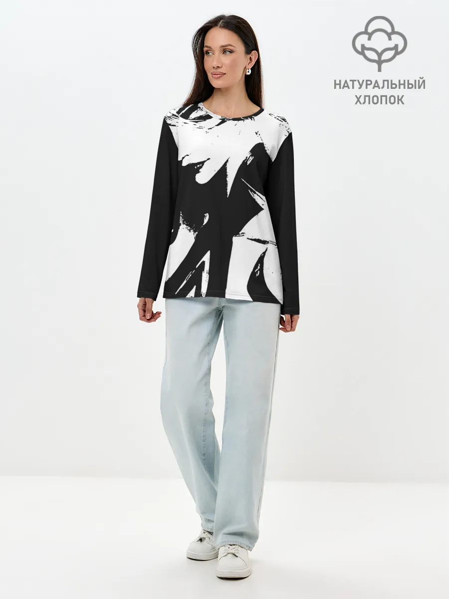 Лонгслив женский. Хлопок / Темная космическая Люкс