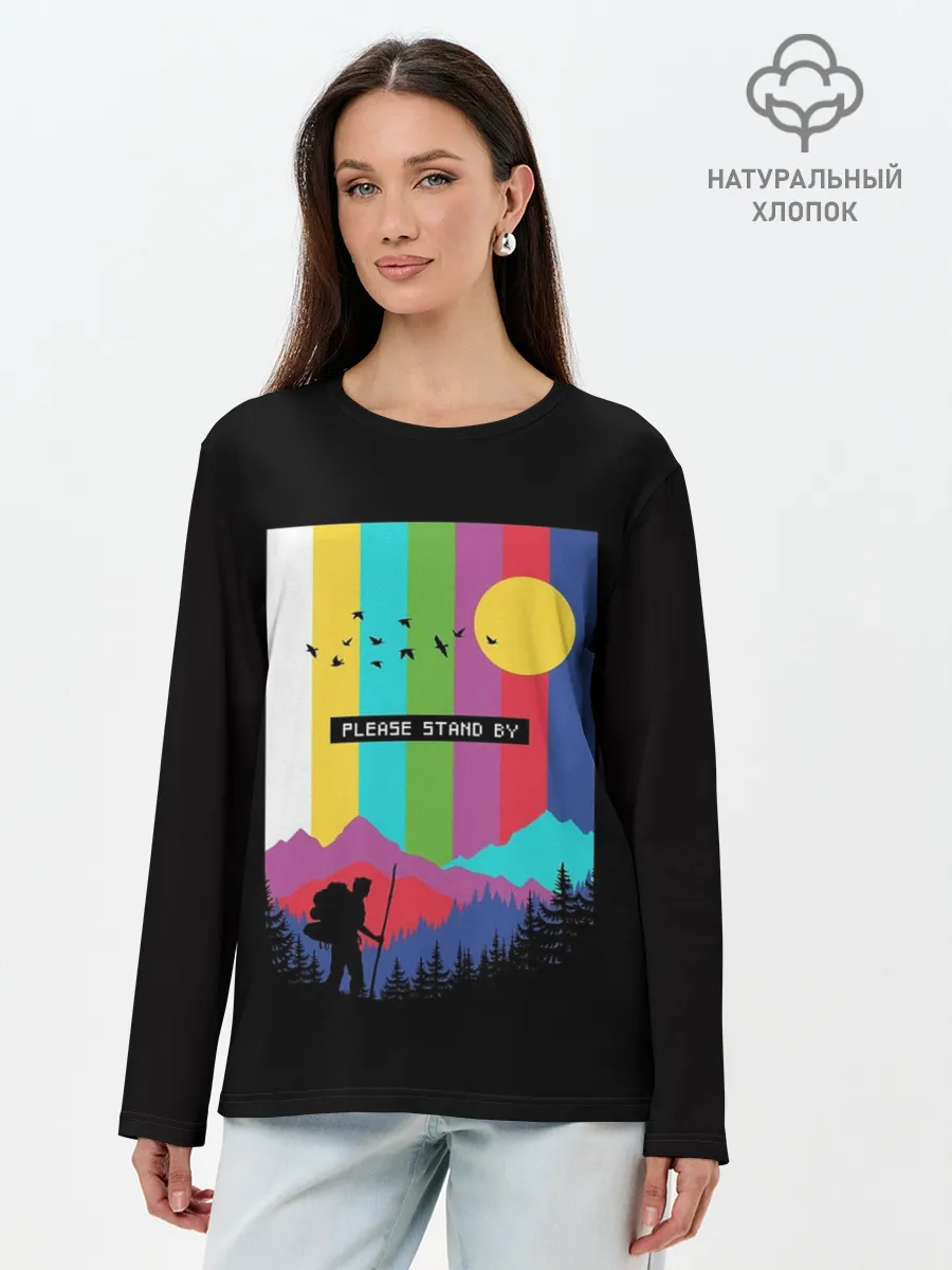Лонгслив женский. Хлопок / ПОЖАЛУЙСТА, ПОДОЖДИТЕ
