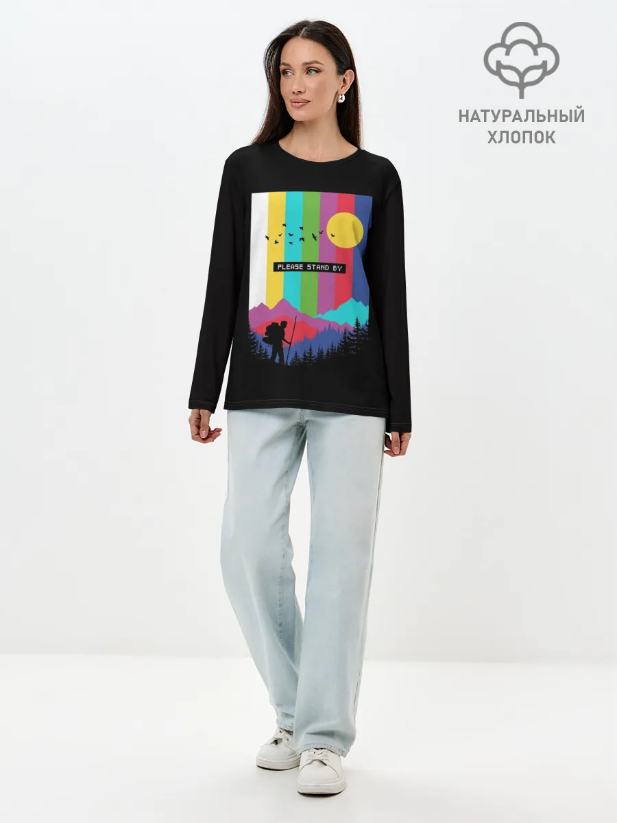Лонгслив женский. Хлопок / ПОЖАЛУЙСТА, ПОДОЖДИТЕ
