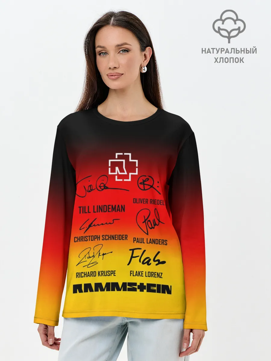 Лонгслив женский. Хлопок / RAMMSTEIN АВТОГРАФЫ УЧАСТНИКОВ