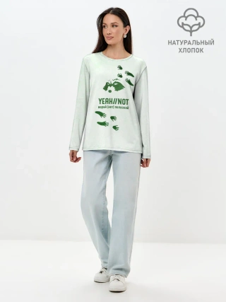 Лонгслив женский. Хлопок / Енот
