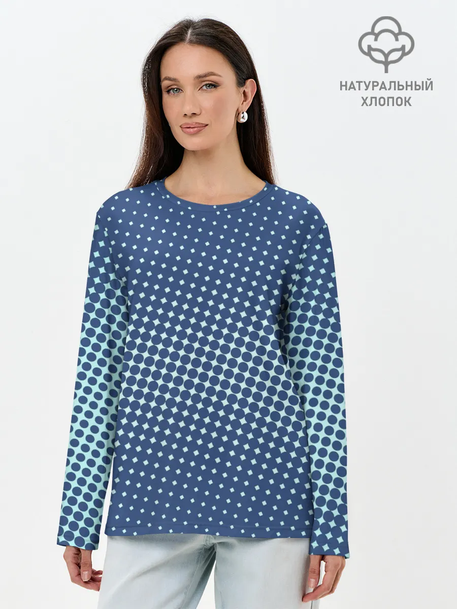 Лонгслив женский. Хлопок / Хаотичный горошек