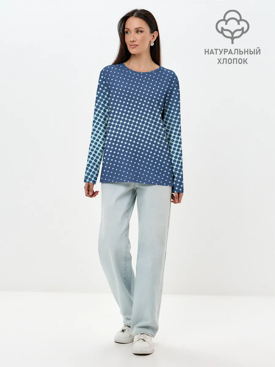 Лонгслив женский. Хлопок / Хаотичный горошек
