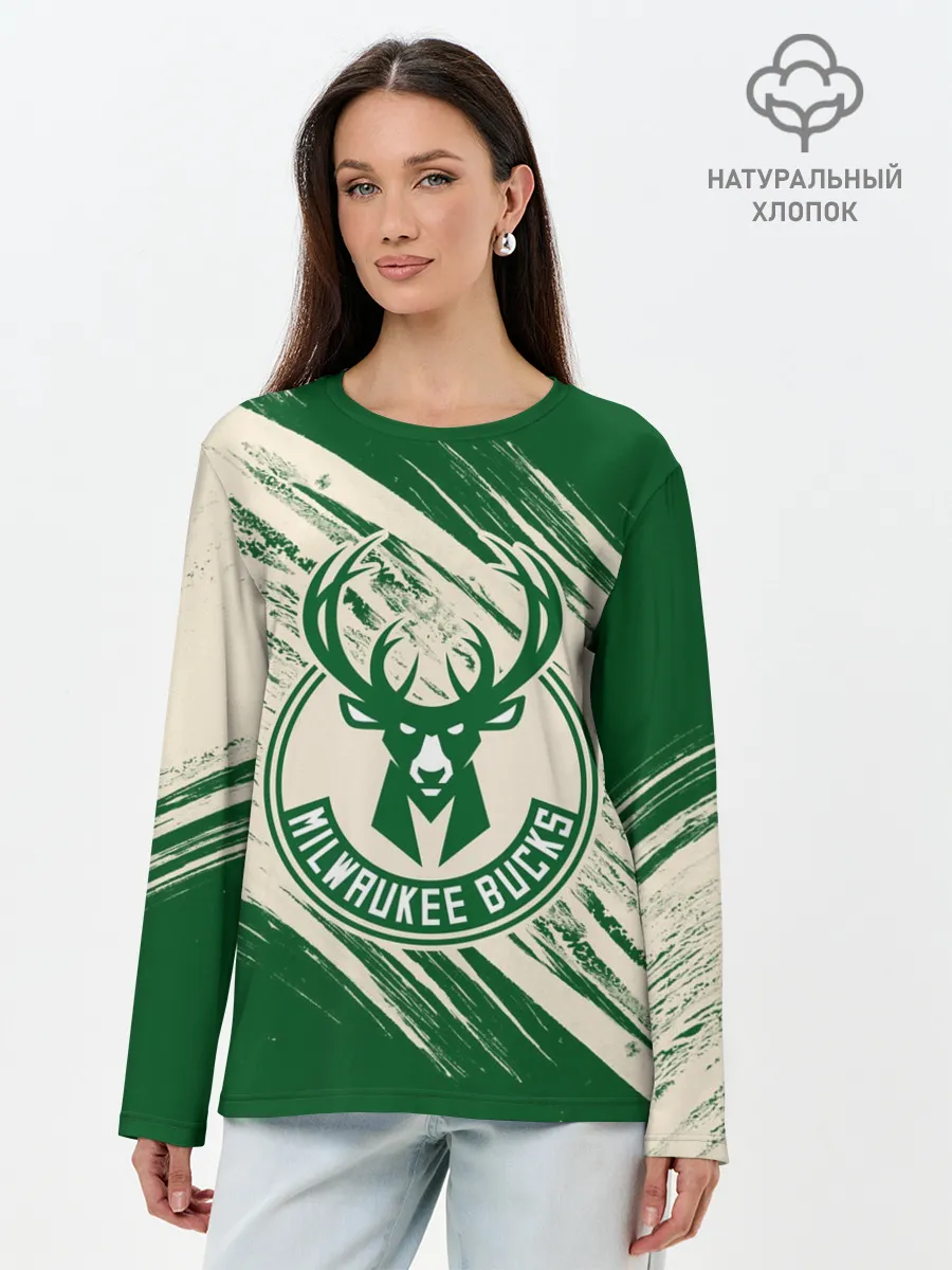 Лонгслив женский. Хлопок / Милуоки Бакс