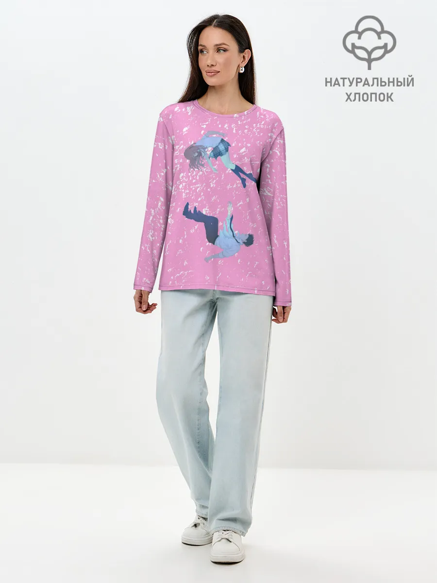 Лонгслив женский. Хлопок / Нисимия и Ишида парят в воздухе