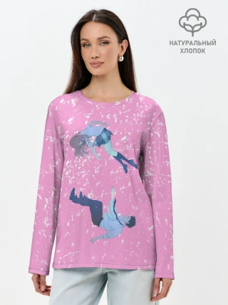 Лонгслив женский. Хлопок / Нисимия и Ишида парят в воздухе