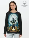 Лонгслив женский. Хлопок / Хэллоуин Кот